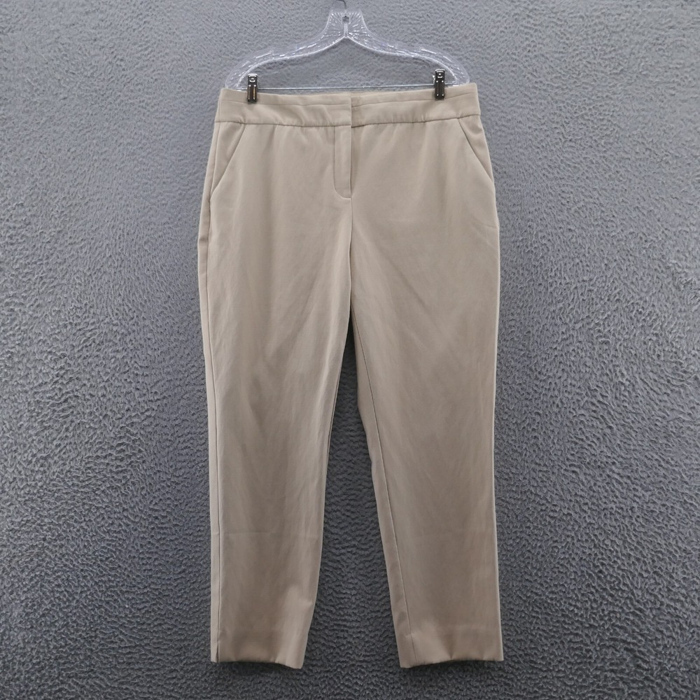 Chicos Womens Tan Beige Straight Leg Ankle Pants Size 2 US 12 Stretch Cotton